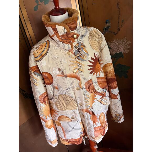 Rare Dino Valiano silk coat with Galaxy print, size 6 - Picture 2 of 10